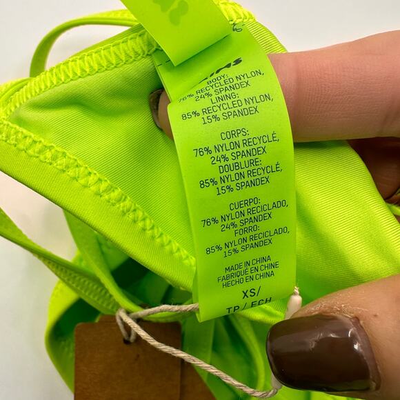 Skims Recycled Swim High Neck Top Neon Green String Bikini Top Size XS - Picture 2 of 5